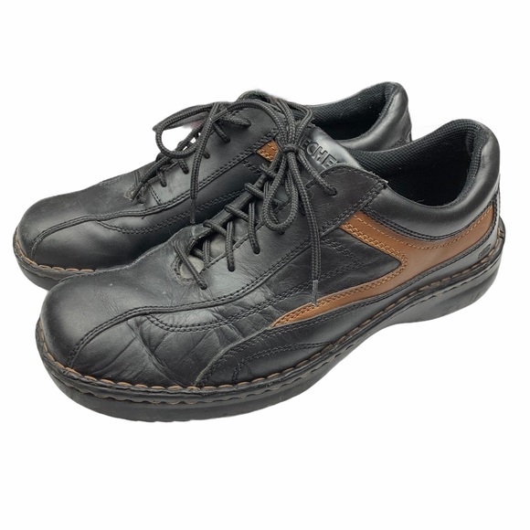 Skechers Leather Black Tan Lace Up Oxfords Mens 13 - Picture 2 of 7